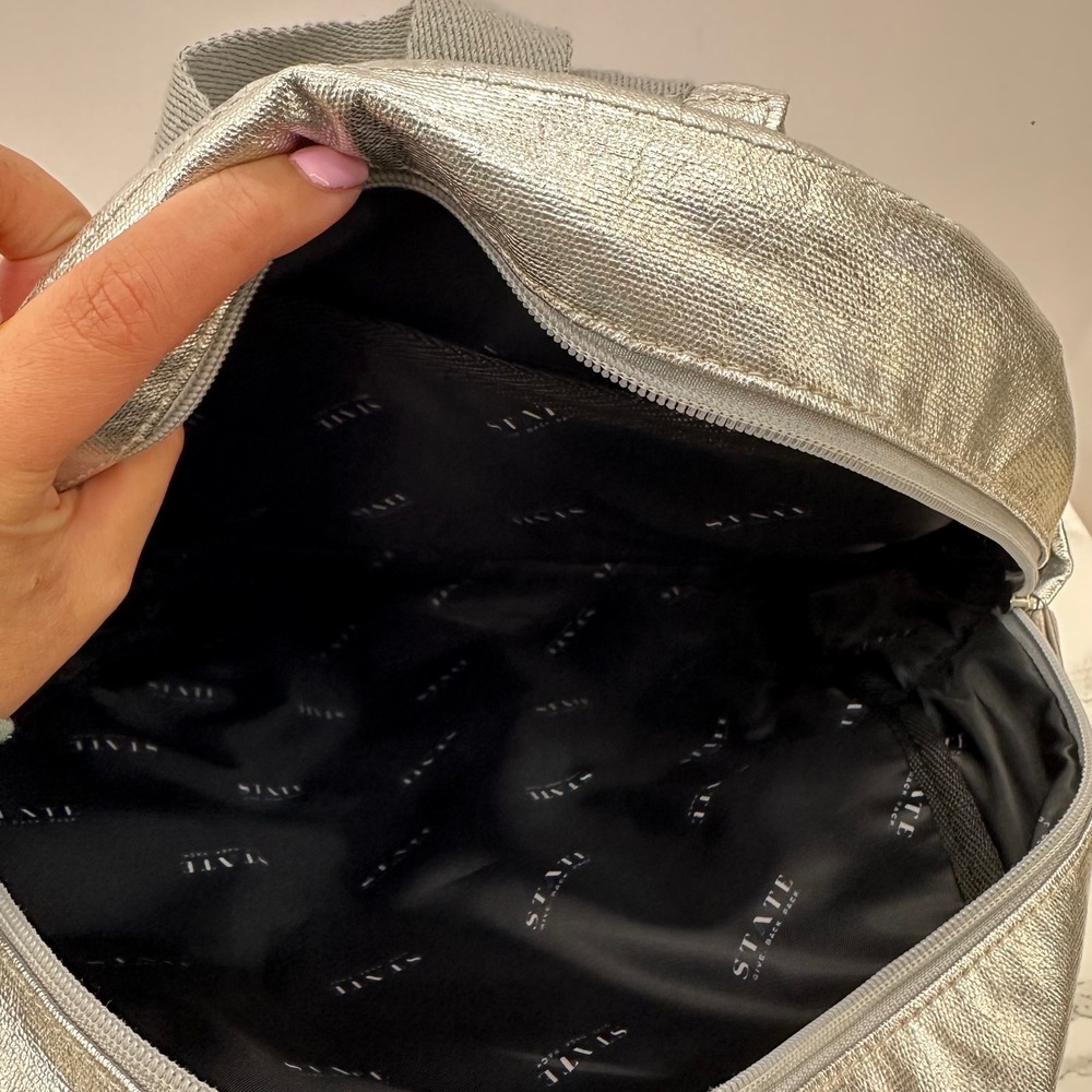 STATE Kane Mini Backpack Silver Metallic Coated C… - image 3